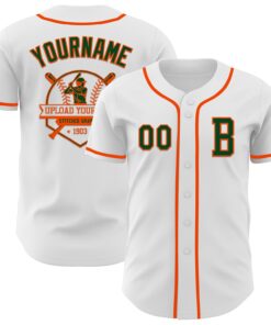 Custom White Green-Orange Authentic Baseball Jersey