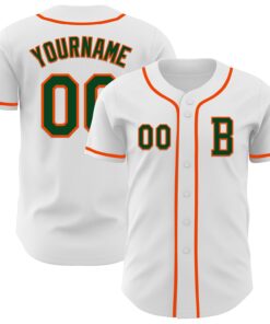 Custom White Green-Orange Authentic Baseball Jersey