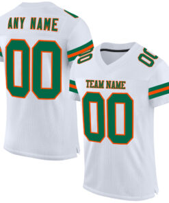 Custom White Kell Green-Orange Mesh Authentic Football Jersey