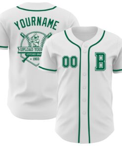 Custom White Kelly Green Authentic Baseball Jersey