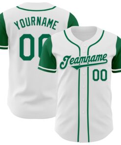 Custom White Kelly Green Authentic Two Tone Baseball Jersey