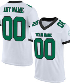 Custom White Kelly Green-Black Mesh Authentic Football Jersey