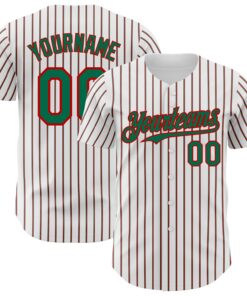 Custom White (Kelly Green Red Pinstripe) Kelly Green-Red Authentic Baseball Jersey