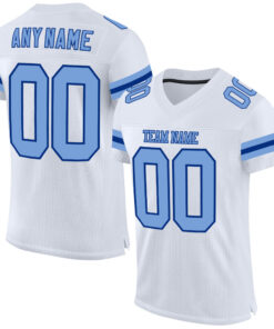 Custom White Light Blue-Royal Mesh Authentic Football Jersey
