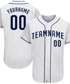 Custom White Navy Authentic Baseball Jersey