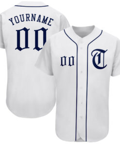 Custom White Navy Authentic Baseball Jersey