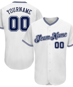 Custom White Navy Authentic Baseball Jersey