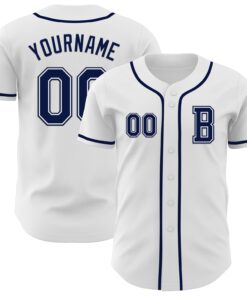 Custom White Navy Authentic Baseball Jersey
