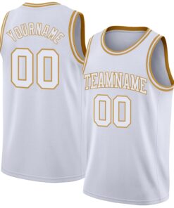 Custom White Old Gold Authentic Basketball Jersey