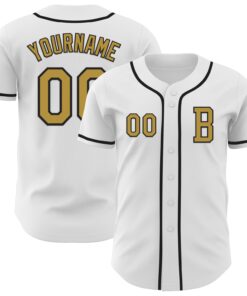 Custom White Old Gold-Black Authentic Baseball Jersey