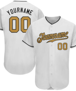 Custom White Old Gold-Black Authentic Baseball Jersey