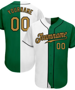 Custom White Old Gold-Black Authentic Split Fashion Baseball Jersey