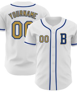 Custom White Old Gold-Royal Authentic Baseball Jersey