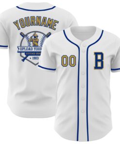 Custom White Old Gold-Royal Authentic Baseball Jersey
