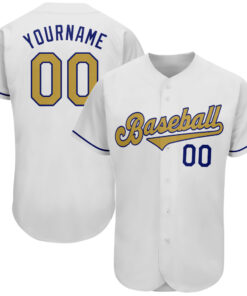 Custom White Old Gold-Royal Authentic Baseball Jersey