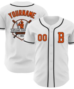 Custom White Orange-Black Authentic Baseball Jersey