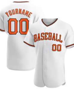 Custom White Orange-Black Authentic Baseball Jersey