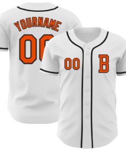 Custom White Orange-Black Authentic Baseball Jersey