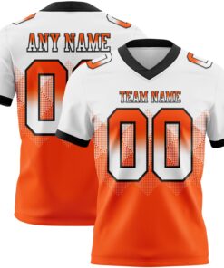 Custom White Orange-Black Mesh Authentic Gradient Square Shape Flag Football Jersey
