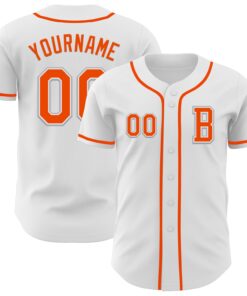 Custom White Orange-Gray Authentic Baseball Jersey