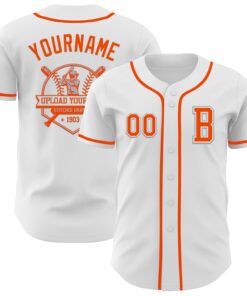 Custom White Orange-Gray Authentic Baseball Jersey