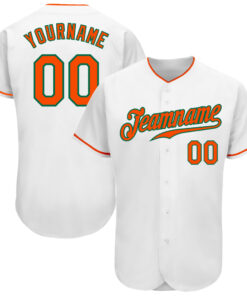 Custom White Orange-Kelly Green Authentic Baseball Jersey