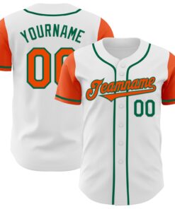 Custom White Orange-Kelly Green Authentic Two Tone Baseball Jersey