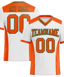 Custom White Orange-Kelly Green Mesh Authentic Football Jersey