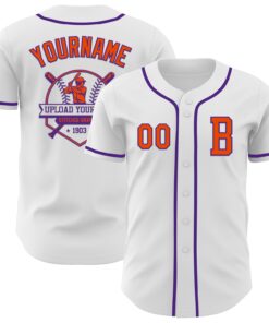 Custom White Orange-Purple Authentic Baseball Jersey