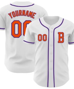 Custom White Orange-Purple Authentic Baseball Jersey