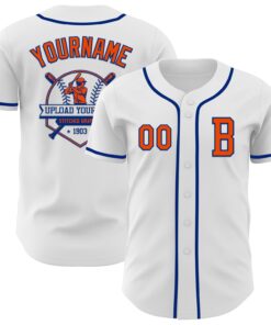 Custom White Orange-Royal Authentic Baseball Jersey