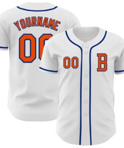 Custom White Orange-Royal Authentic Baseball Jersey