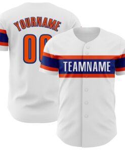 Custom White Orange-Royal Authentic Baseball Jersey