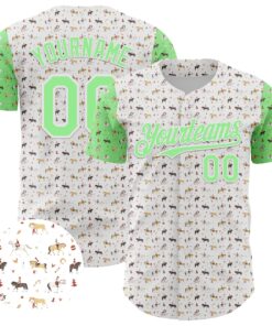 Custom White Pea Green 3D Pattern Design Rodeo Cowboy Authentic Baseball Jersey