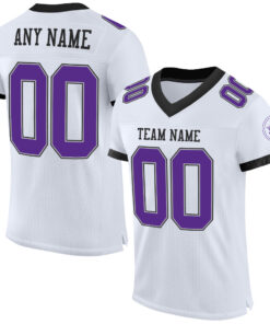 Custom White Purple Gray-Black Mesh Authentic Football Jersey
