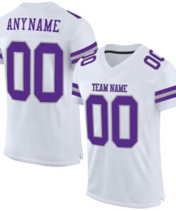 Custom White Purple-Gray Mesh Authentic Football Jersey