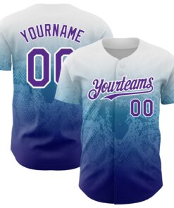 Custom White Purple-Royal 3D Pattern Design Gradient Style Animal Snake Authentic Baseball Jersey