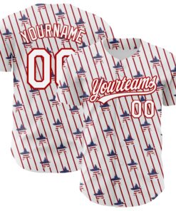Custom White Red 3D American Spirit American Flag And Stars Authentic Baseball Jersey