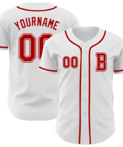 Custom White Red Authentic Baseball Jersey