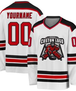 Custom White Red-Black Hockey Jersey