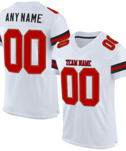 Custom White Red-Black Mesh Authentic Football Jersey