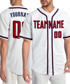 Custom White Red-Navy Authentic Baseball Jersey