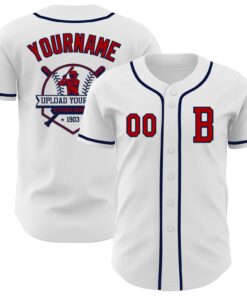 Custom White Red-Navy Authentic Baseball Jersey