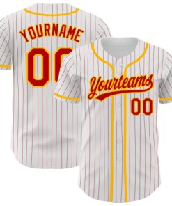 Custom White Red Pinstripe Red-Light Blue Authentic Baseball Jersey