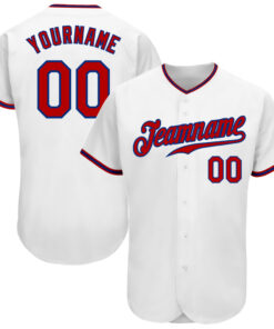 Custom White Red-Royal Authentic Baseball Jersey