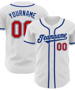 Custom White Red-Royal Authentic Baseball Jersey
