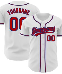 Custom White Red-Royal Authentic Baseball Jersey