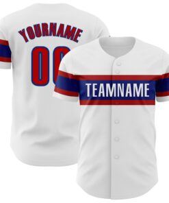Custom White Red-Royal Authentic Baseball Jersey