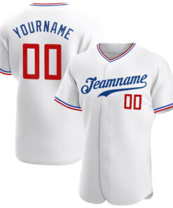 Custom White Red-Royal Authentic Baseball Jersey