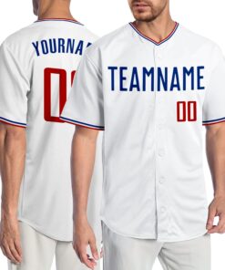 Custom White Red-Royal Authentic Baseball Jersey